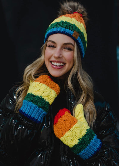 Rainbow Cable Knit Mittens