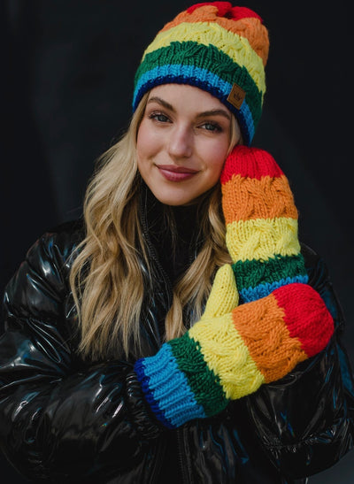 Rainbow Cable Knit Mittens