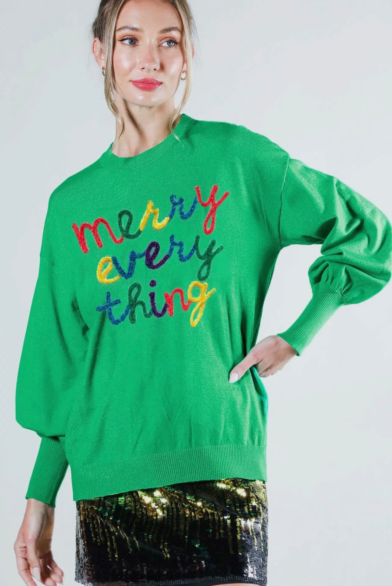 Merry Everything Crewneck Knit Sweater