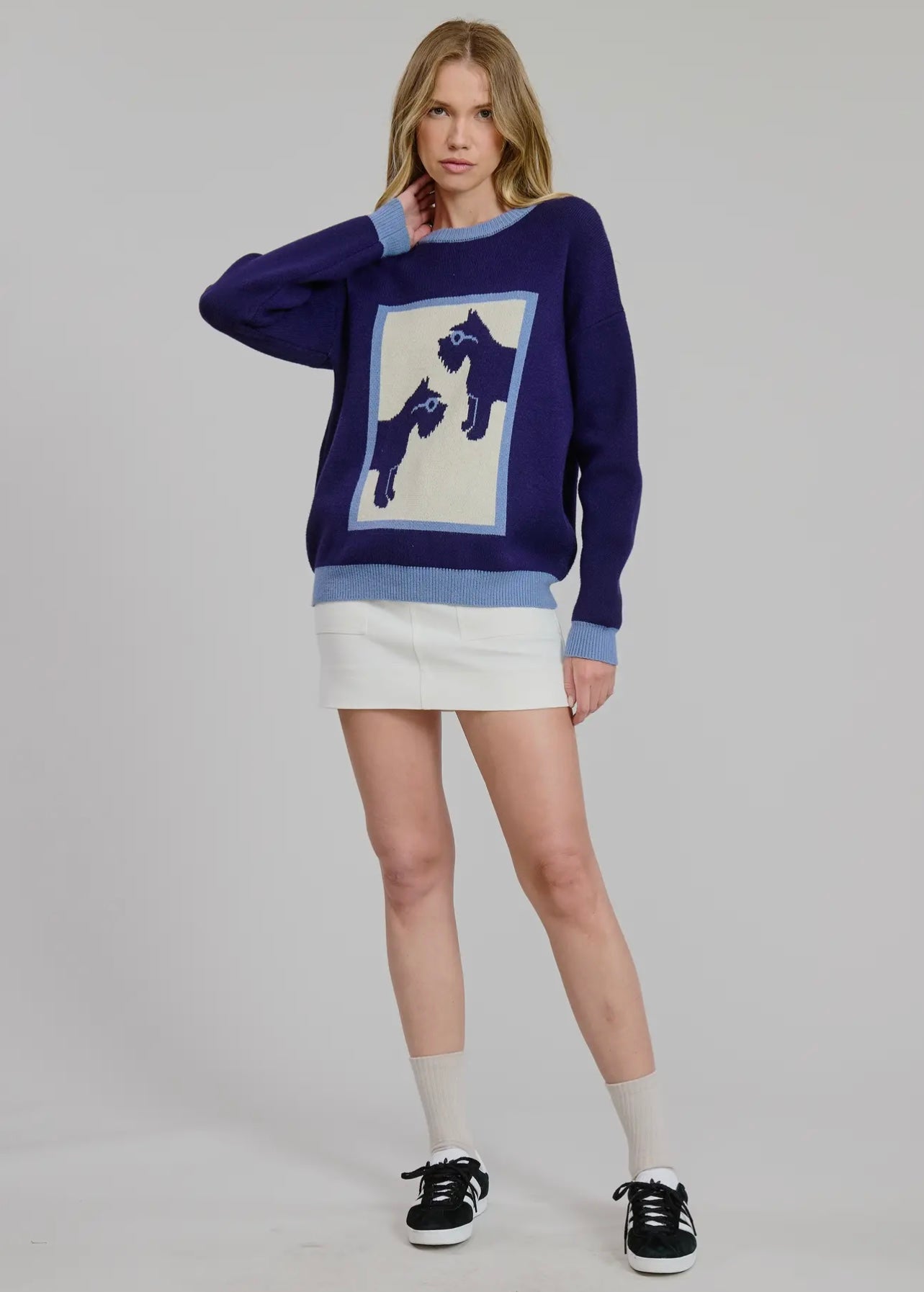 Schnauzer Crewneck Pullover Knit Sweater