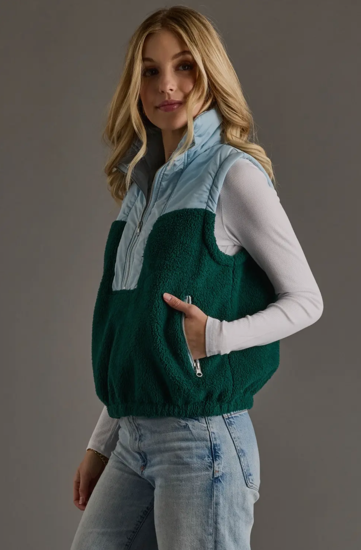 Sherpa Fleece Half Zip Vest – Style Trolley