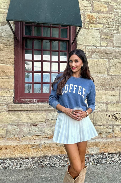 COFFEE Mineral Washed Graphic Sweatshirt Unisex Fleece Pullover