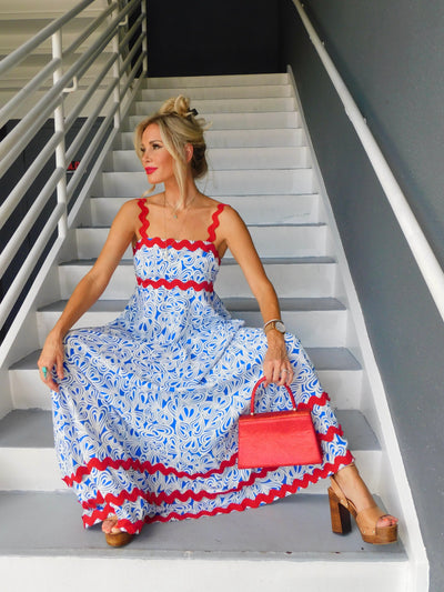 Geometric Print Tiered Maxi Dress