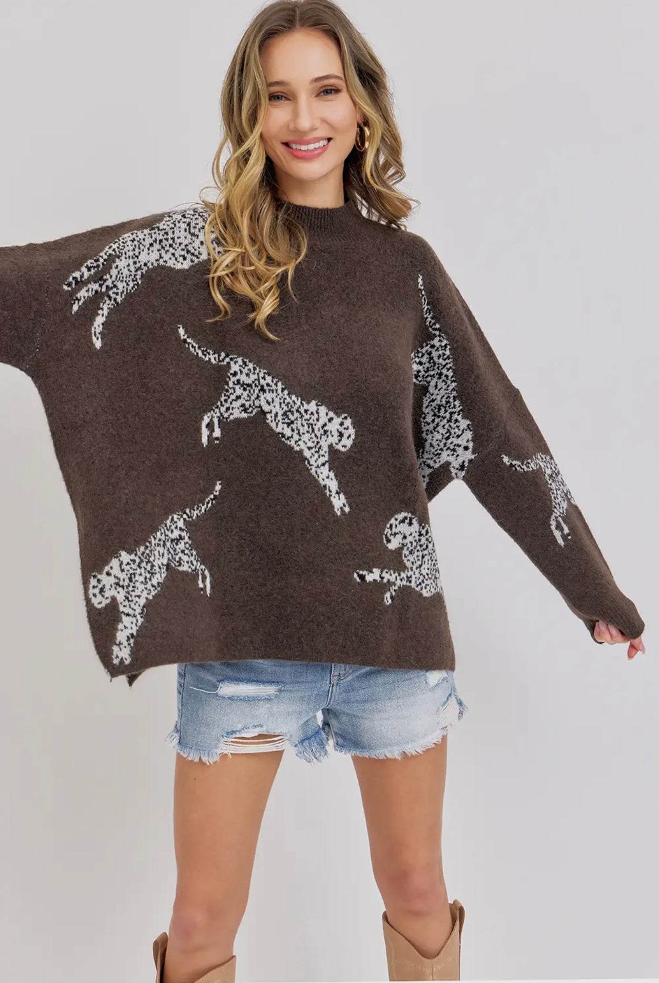 Leopard Pattern Oversized Knit Sweater