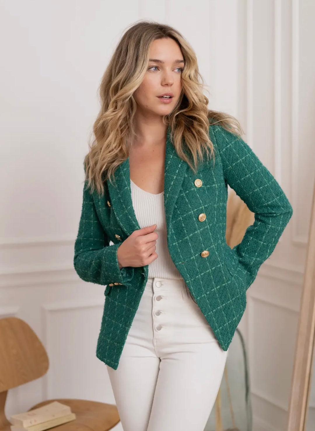 Elise Double Breasted Tweed Blazer – Style Trolley
