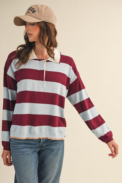 Sloane Striped Rugby Knit Top