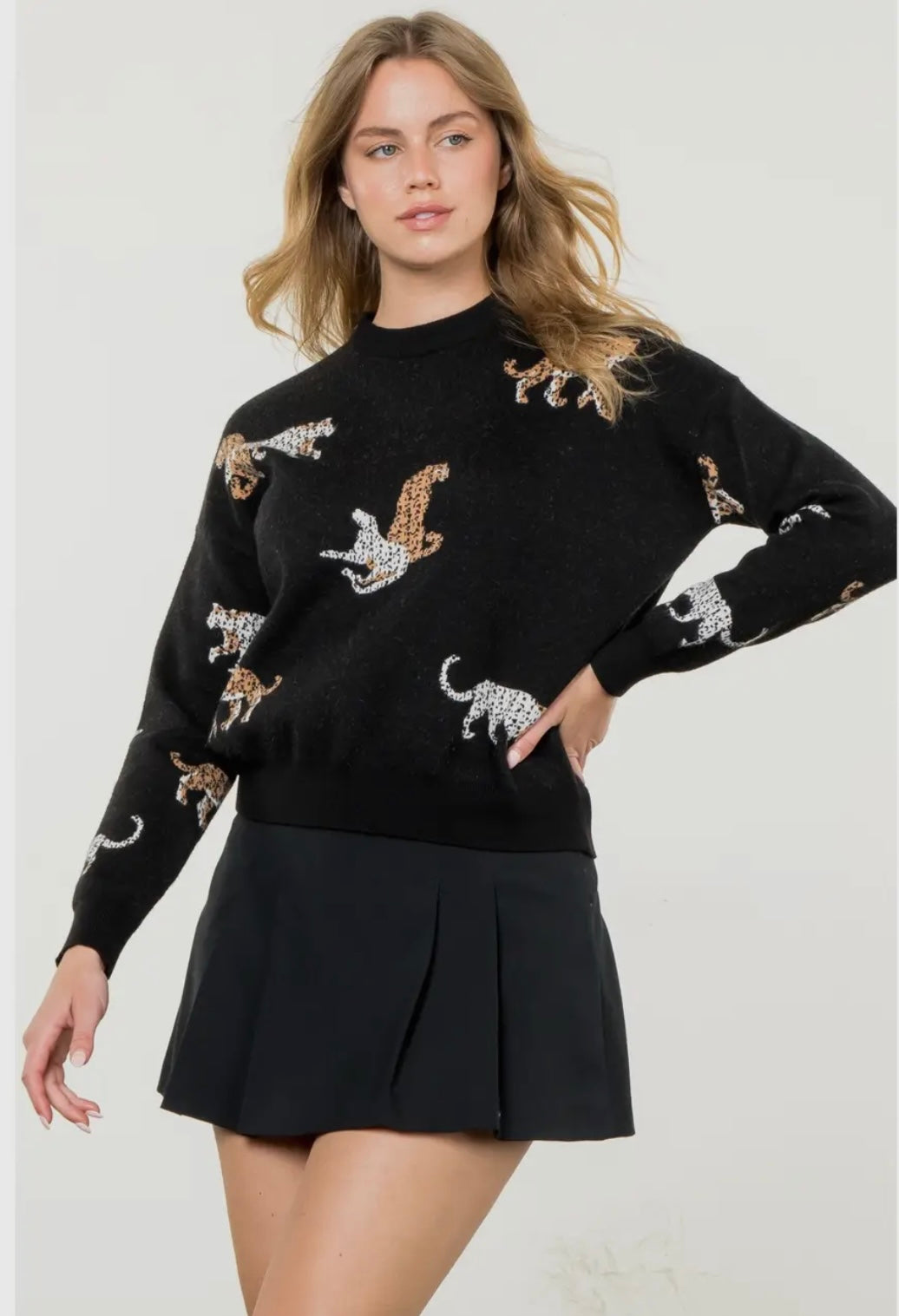 Jaguar Pattern Knit Sweater