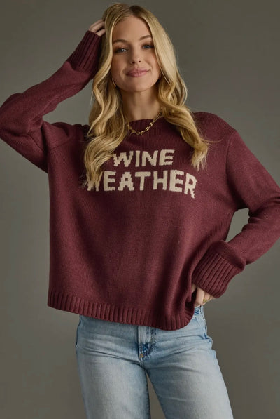 Wine Weather Knit Pullover Sweater