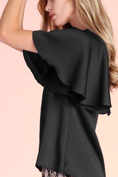 Hammered Satin Flare Sleeve Top