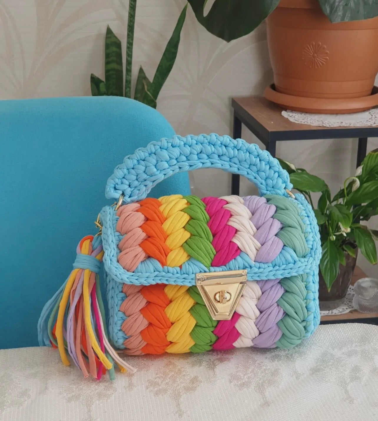 Handmade Braided Mini Top Handle Handbag