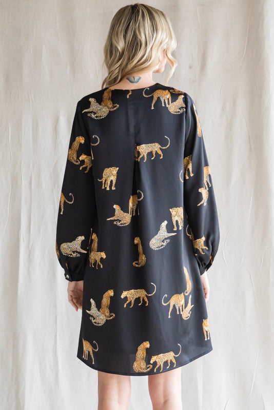 Satin Cheetah Print Dress
