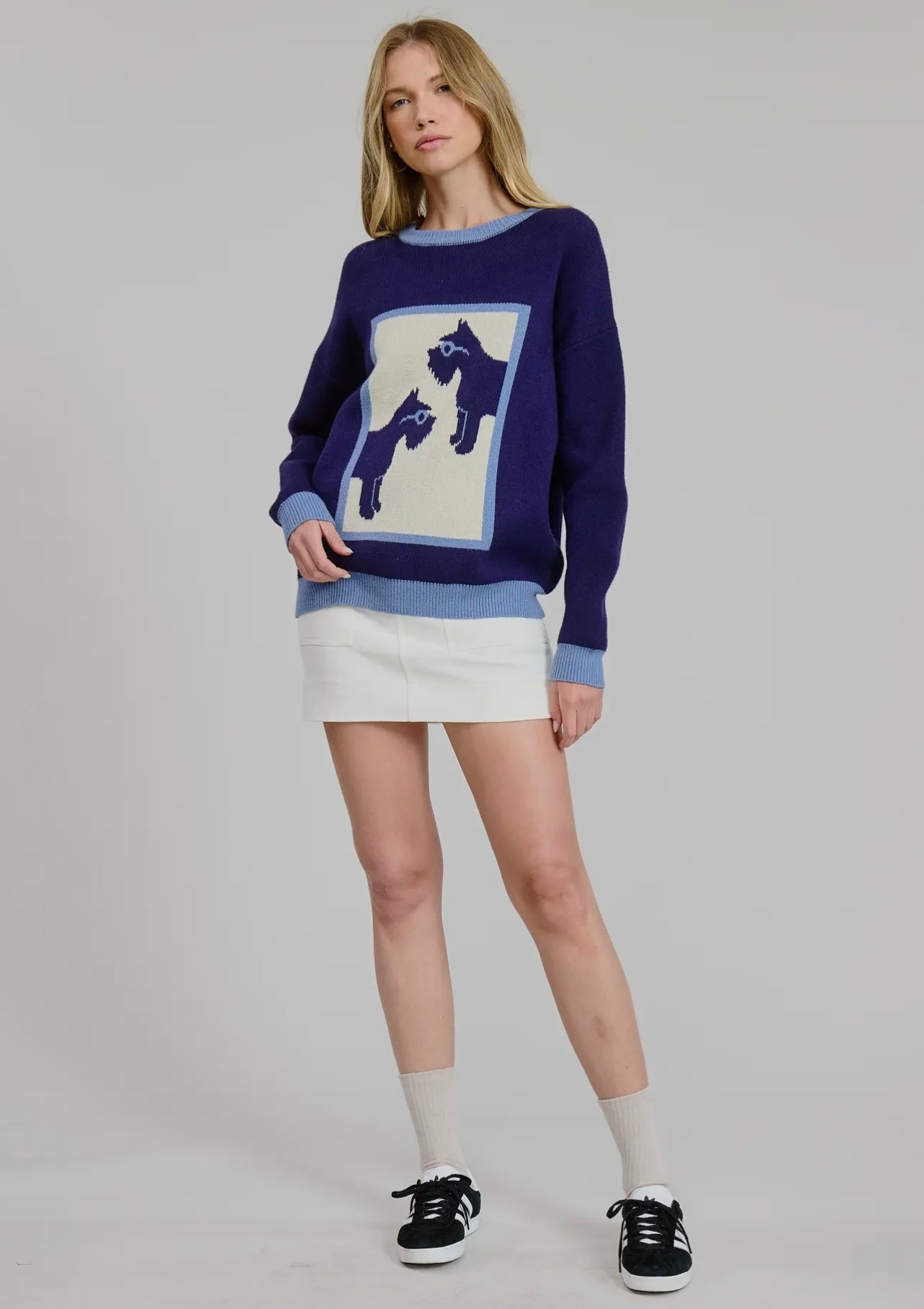 Schnauzer Crewneck Pullover Knit Sweater
