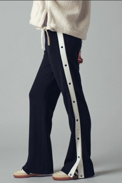 Side Snap Contrast Stripe Track Pants
