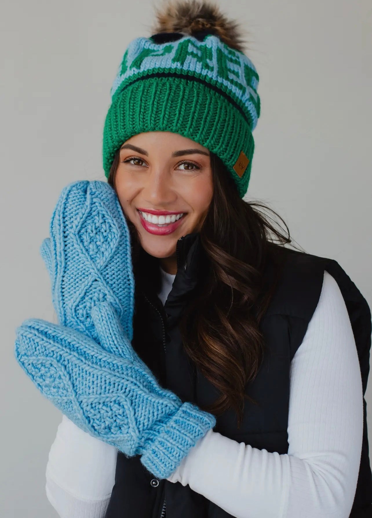 Cable Knit Fleece Lined Mittens