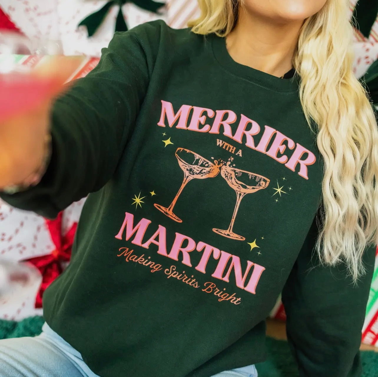 Merrier With A Martini Graphic Sweatshirt