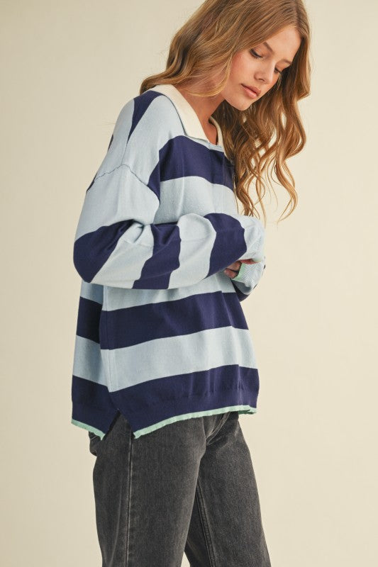 Sloane Striped Rugby Knit Top