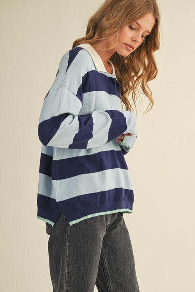 Sloane Striped Rugby Knit Top