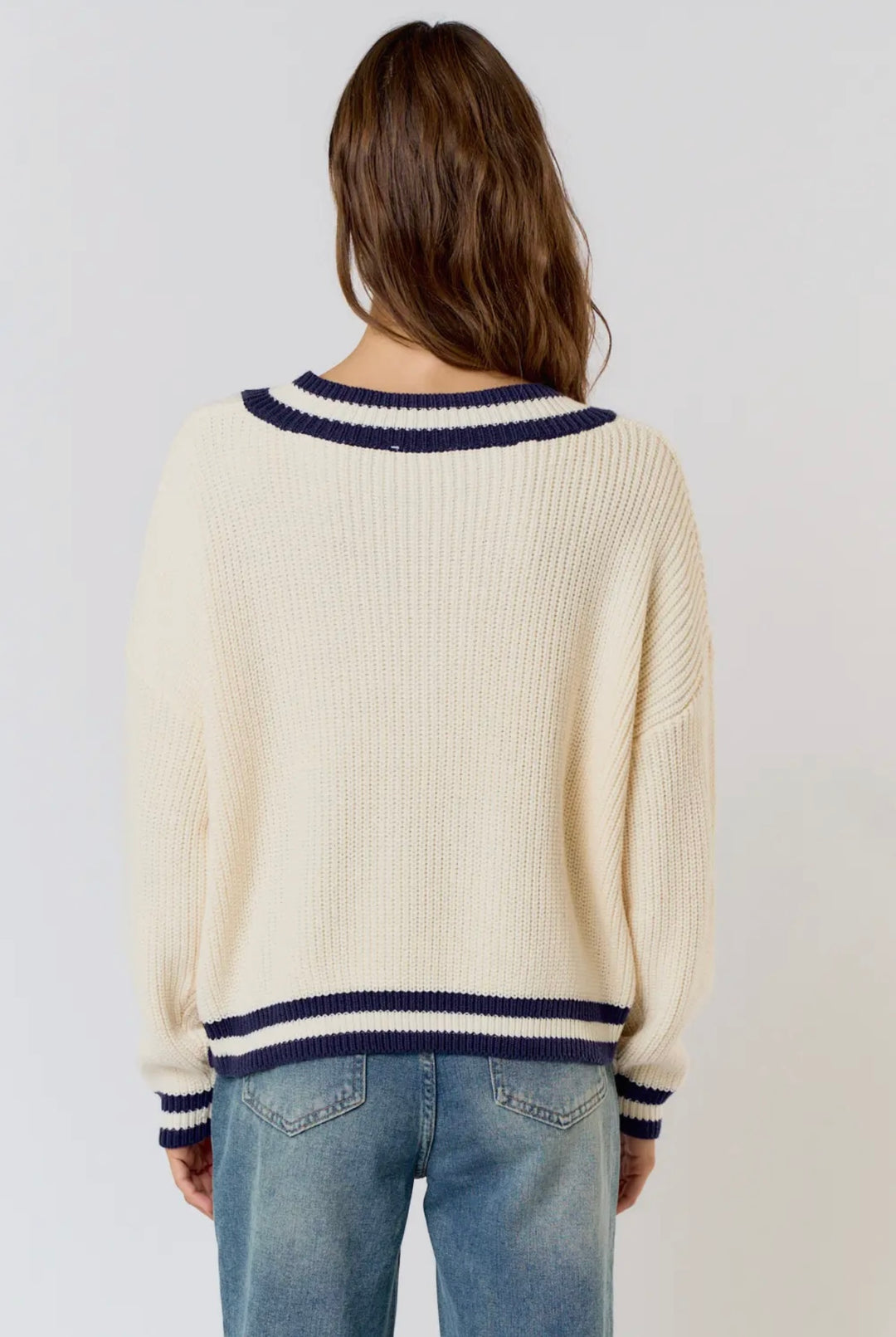 Pull Col V Rayé J.Crew Femme - Taille XL, Gris, Très Bon état D'occasion
