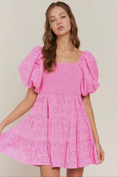 Gigi Pink Eyelet Babydoll Sundress