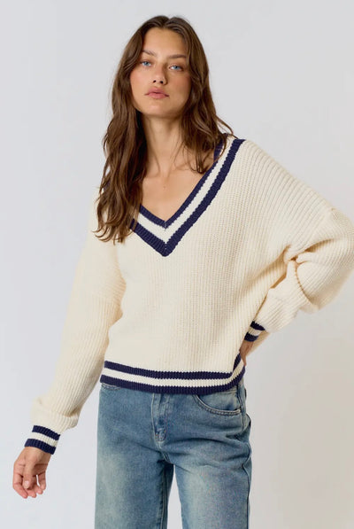 Varsity Stripe V-Neck Sweater