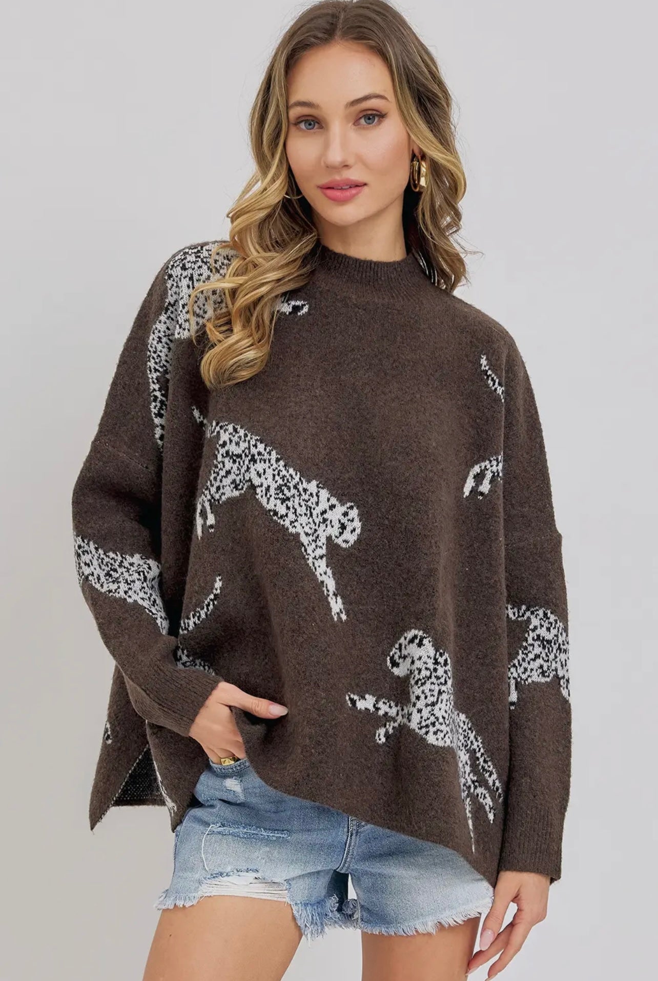 Leopard Pattern Oversized Knit Sweater