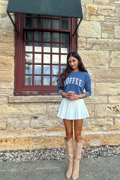 COFFEE Mineral Washed Graphic Sweatshirt Unisex Fleece Pullover