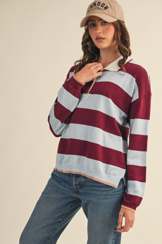 Sloane Striped Rugby Knit Top