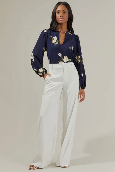 Arlene Floral Split Neck Blouse