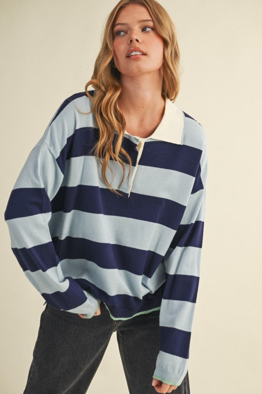 Sloane Striped Rugby Knit Top