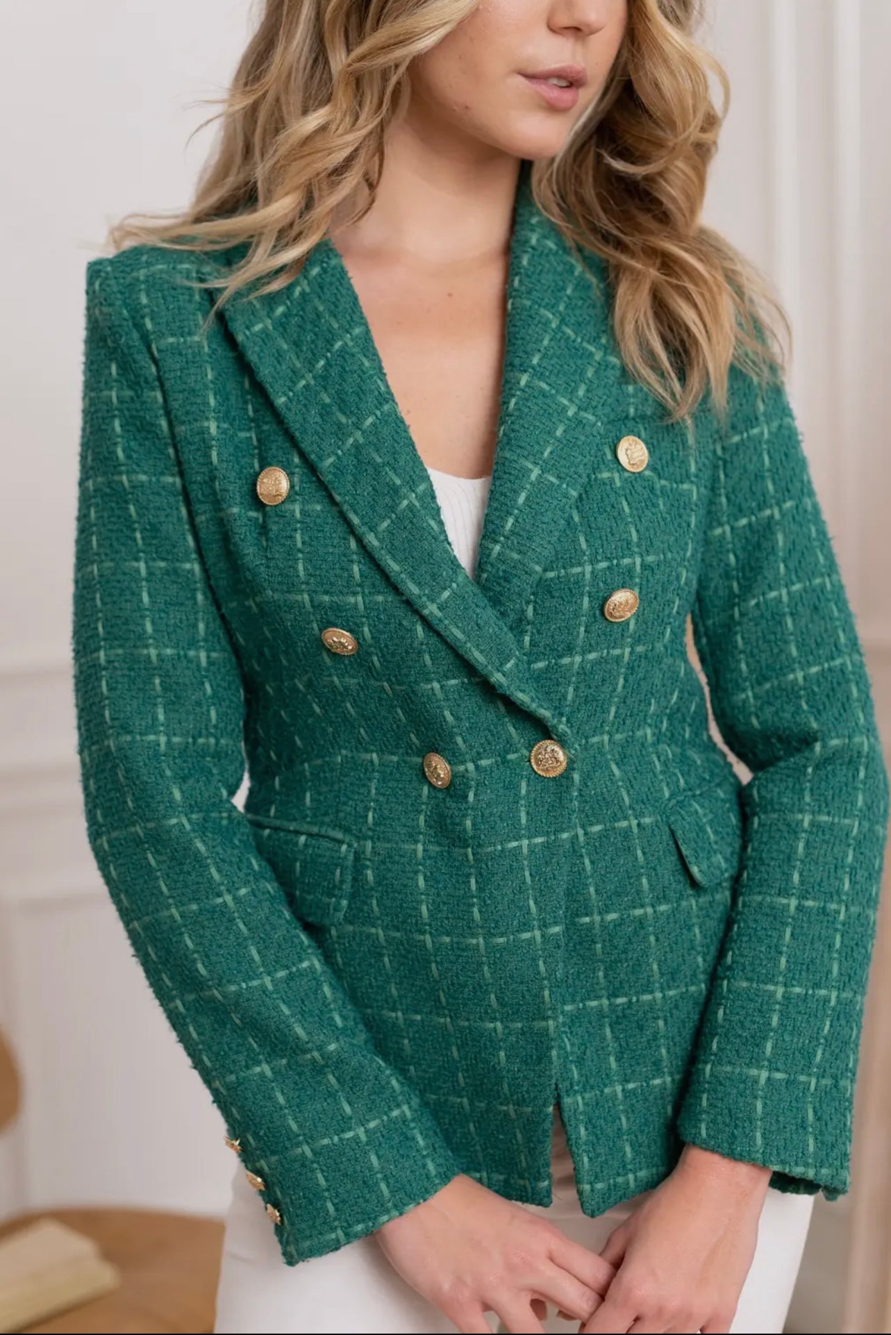 Elise Double Breasted Tweed Blazer