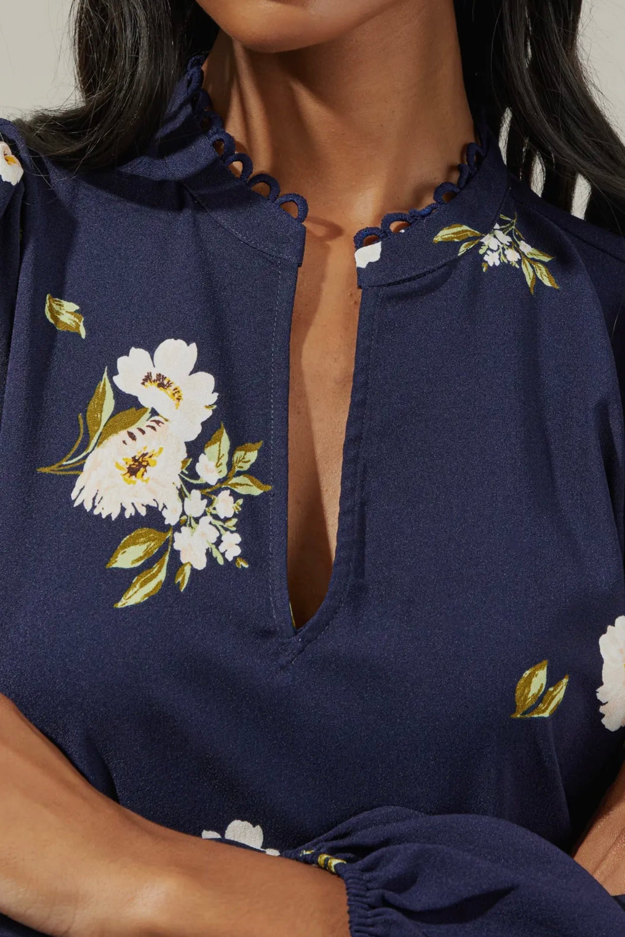 Arlene Floral Split Neck Blouse