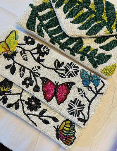 Butterfly Beaded Clutch Bag