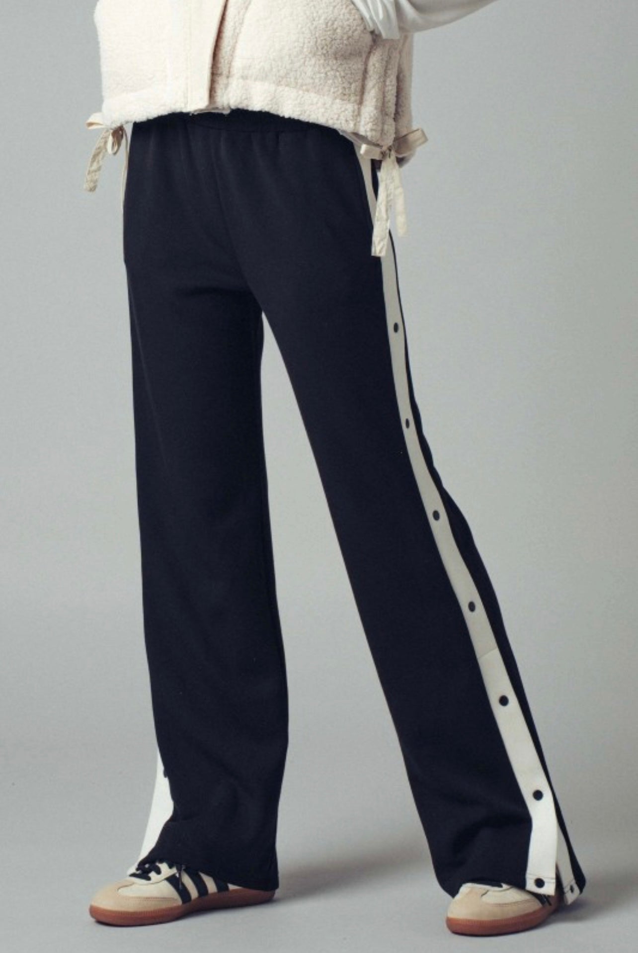 Side Snap Contrast Stripe Track Pants
