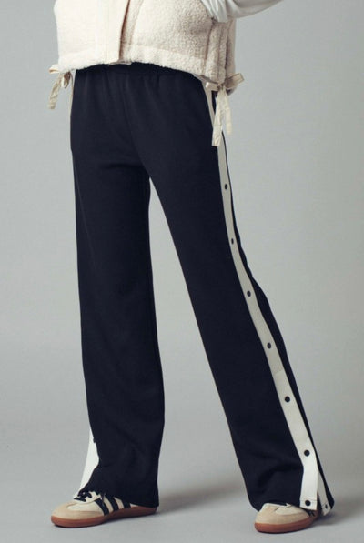 Side Snap Contrast Stripe Track Pants