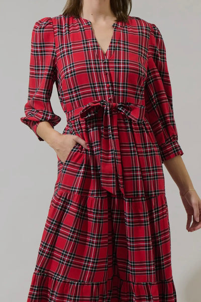 Boswell Tartan Plaid Midi Dress