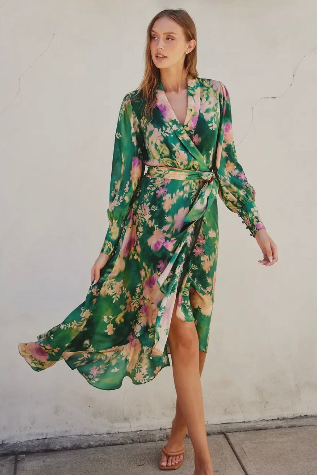 Giverny Ruffled Midi Wrap Dress