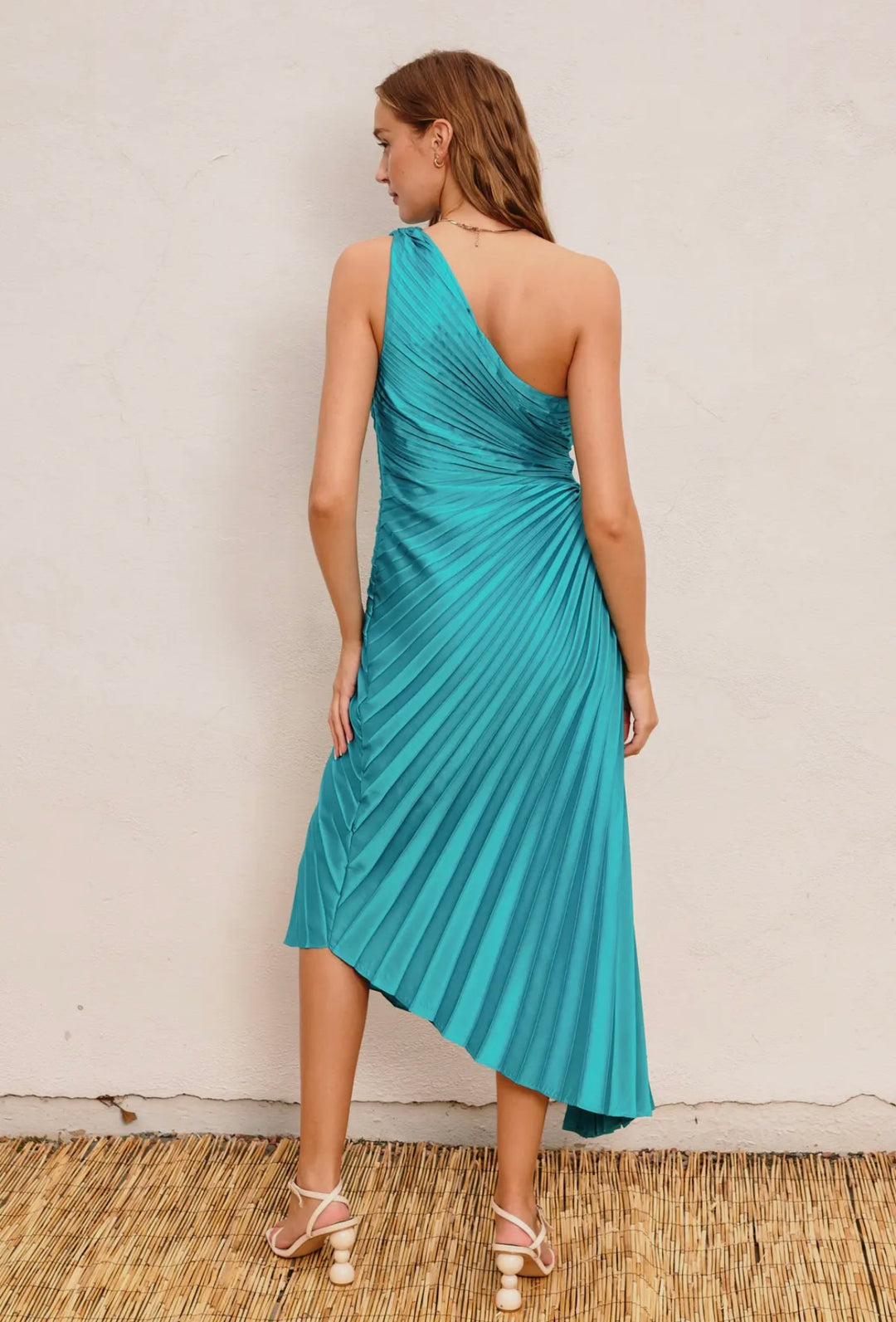 Olympia Asymmetrical Pleated Maxi Dress ATLANTIC JEWEL / Small Olympia Asymmetrical Pleated Maxi Dress ATLANTIC JEWEL / Small