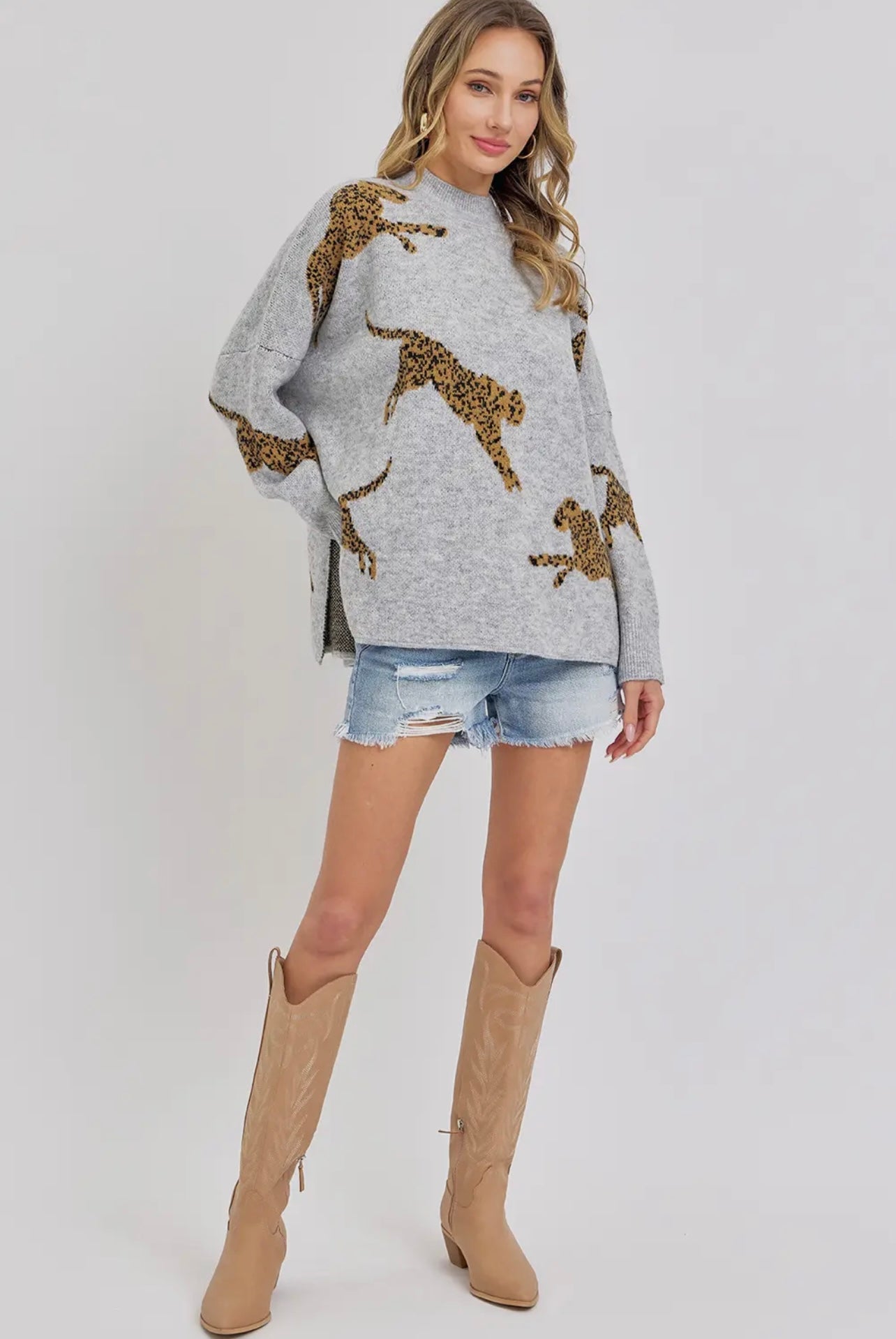 Leopard Pattern Oversized Knit Sweater