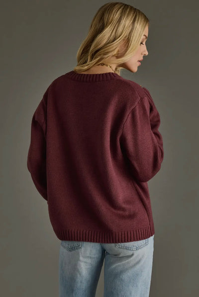 Wine Weather Knit Pullover Sweater