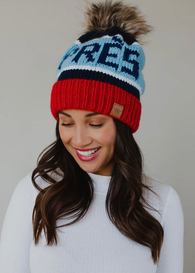 Après Knit Hat with Faux Fur Pom