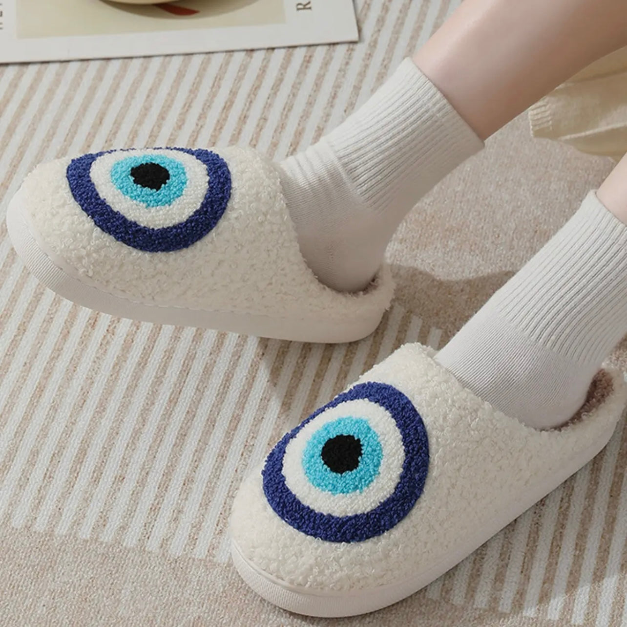 Evil Eye Sherpa Slippers