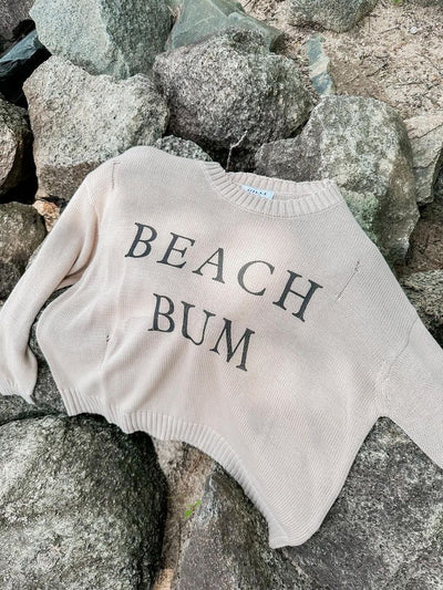 BEACH BUM Round Neck Long Sleeve Knit Sweater