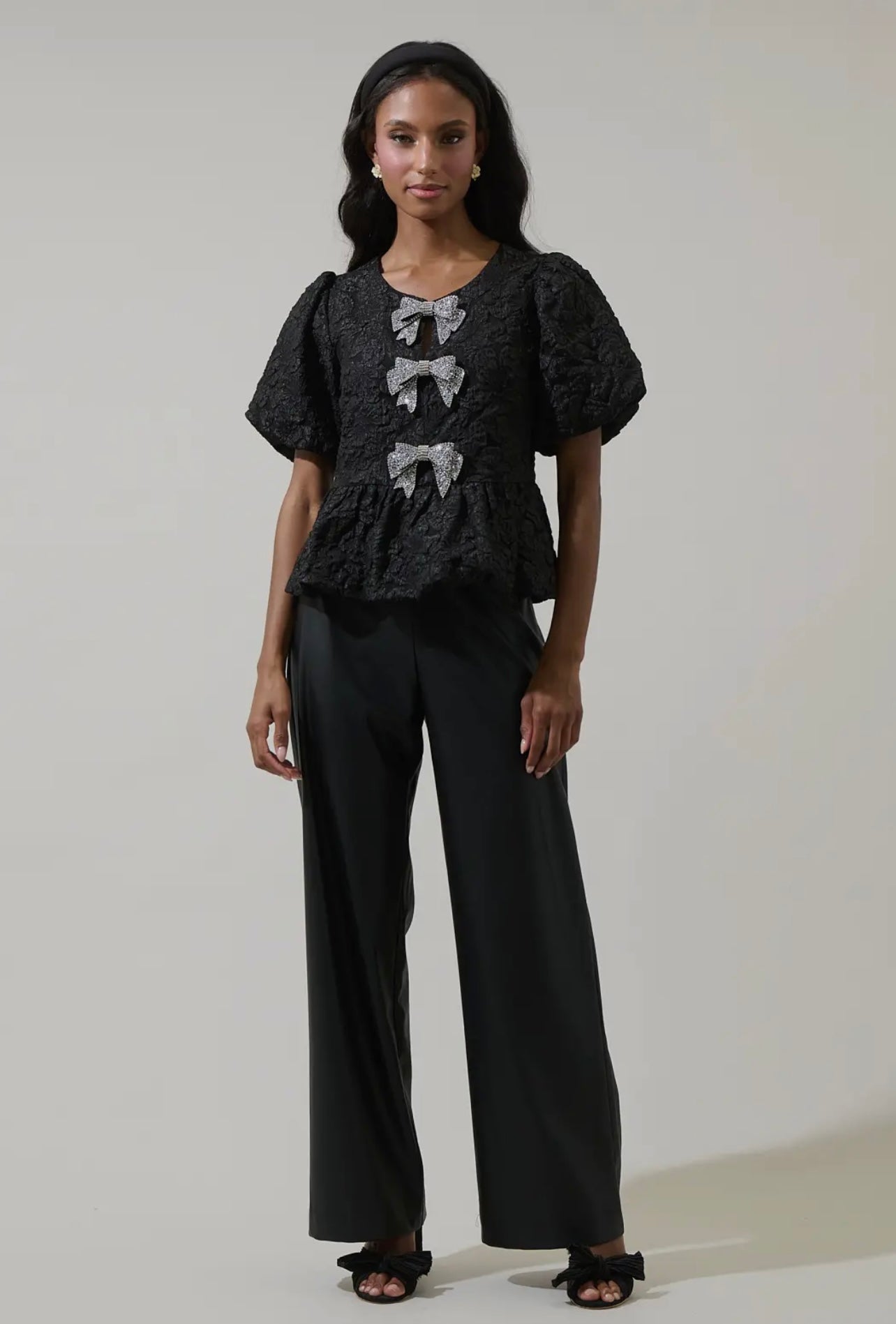 Arielle Jacquard Glow Bow Top