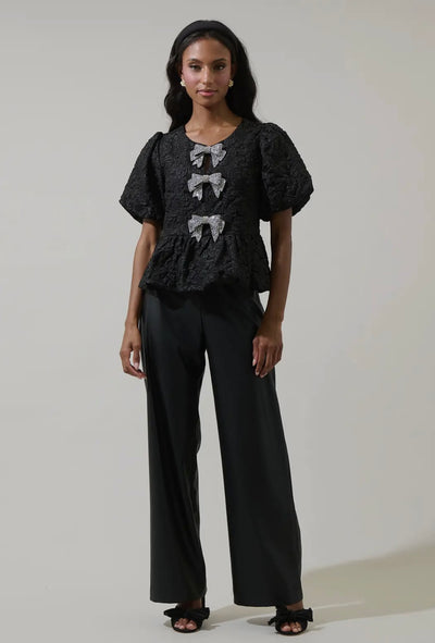 Arielle Jacquard Glow Bow Top