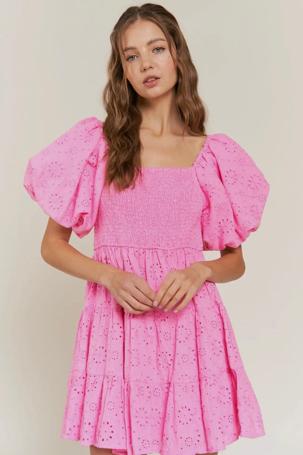 Gigi Pink Eyelet Babydoll Sundress