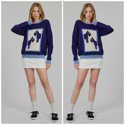 Schnauzer Crewneck Pullover Knit Sweater