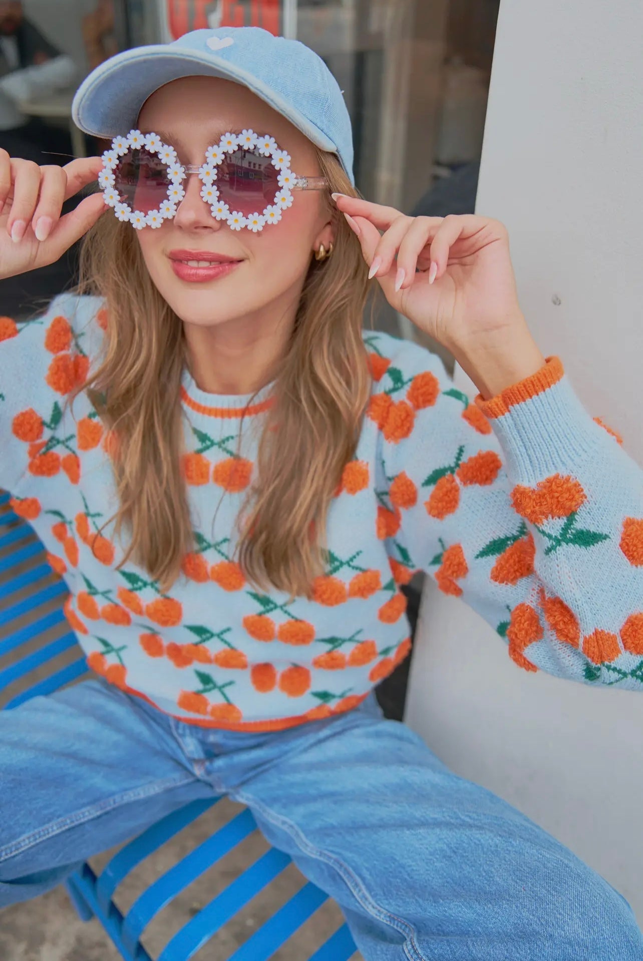 Fuzzy Cherry Knit Sweater