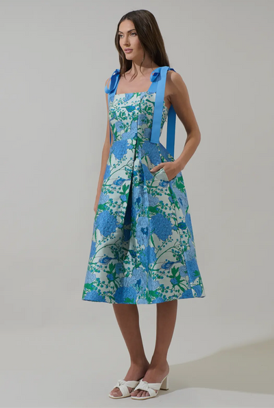 Willa Floral Dina Pleated Midi Dress