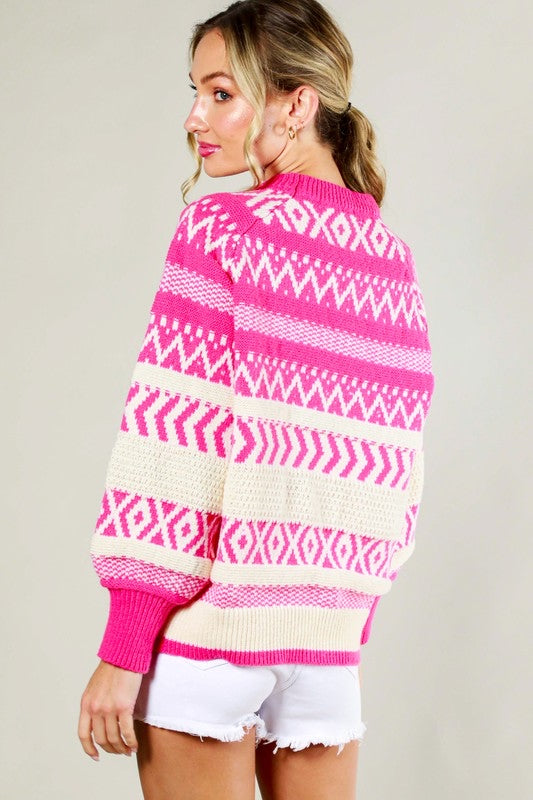 Ivy Crewneck Patterned Knit Sweater