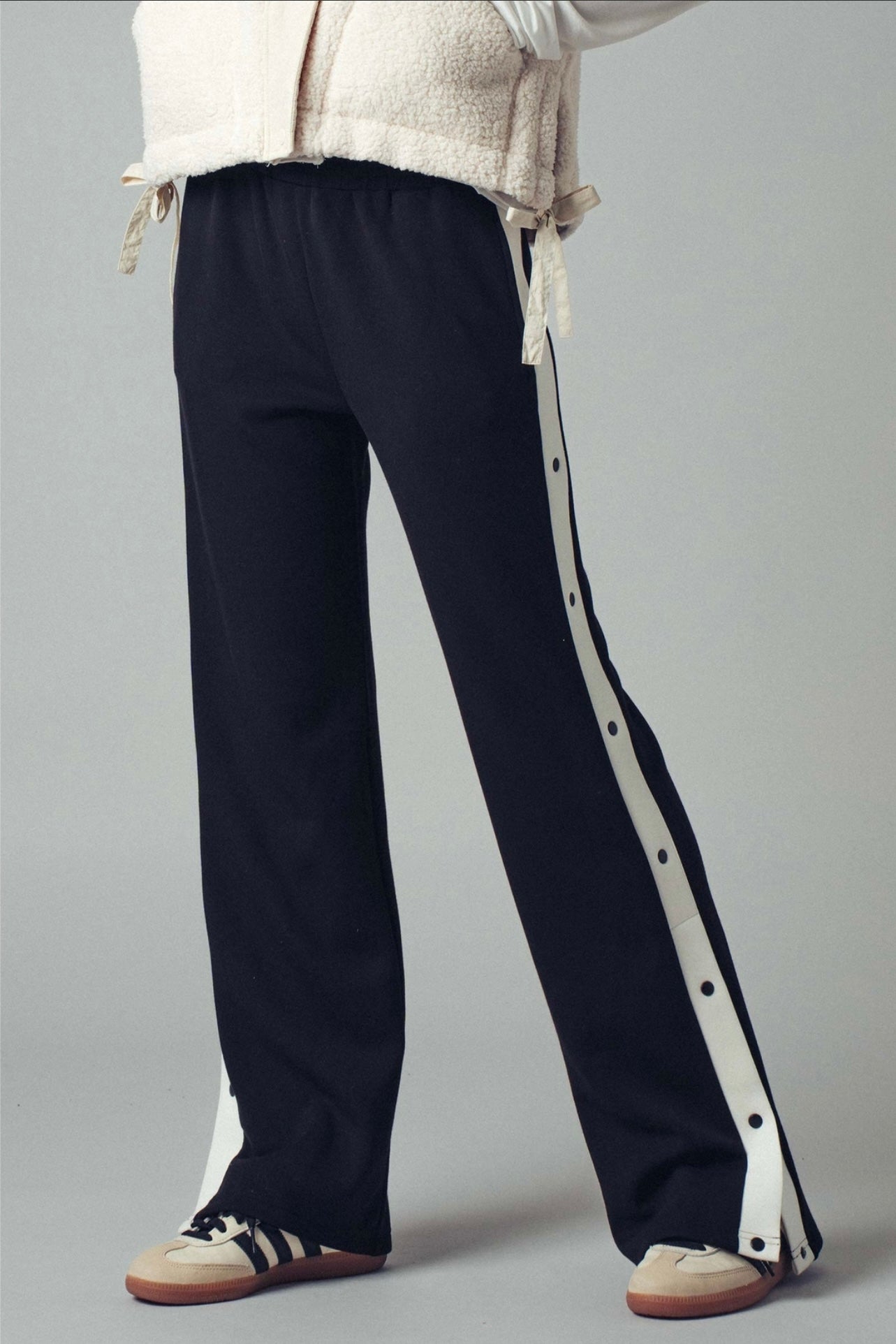 Side Snap Contrast Stripe Track Pants